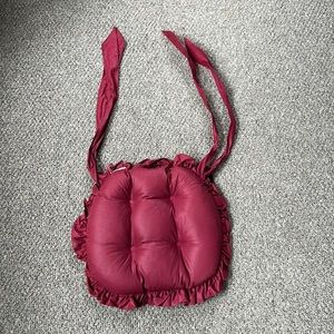 Red Wine Colored Chair Cushion with Ties